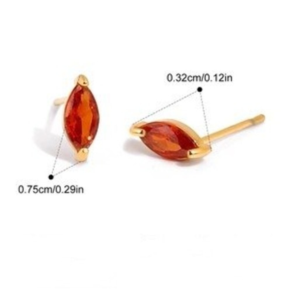 18K Gold Plated Stainless Steel Marquise Faux Garnet Stud Earrings January